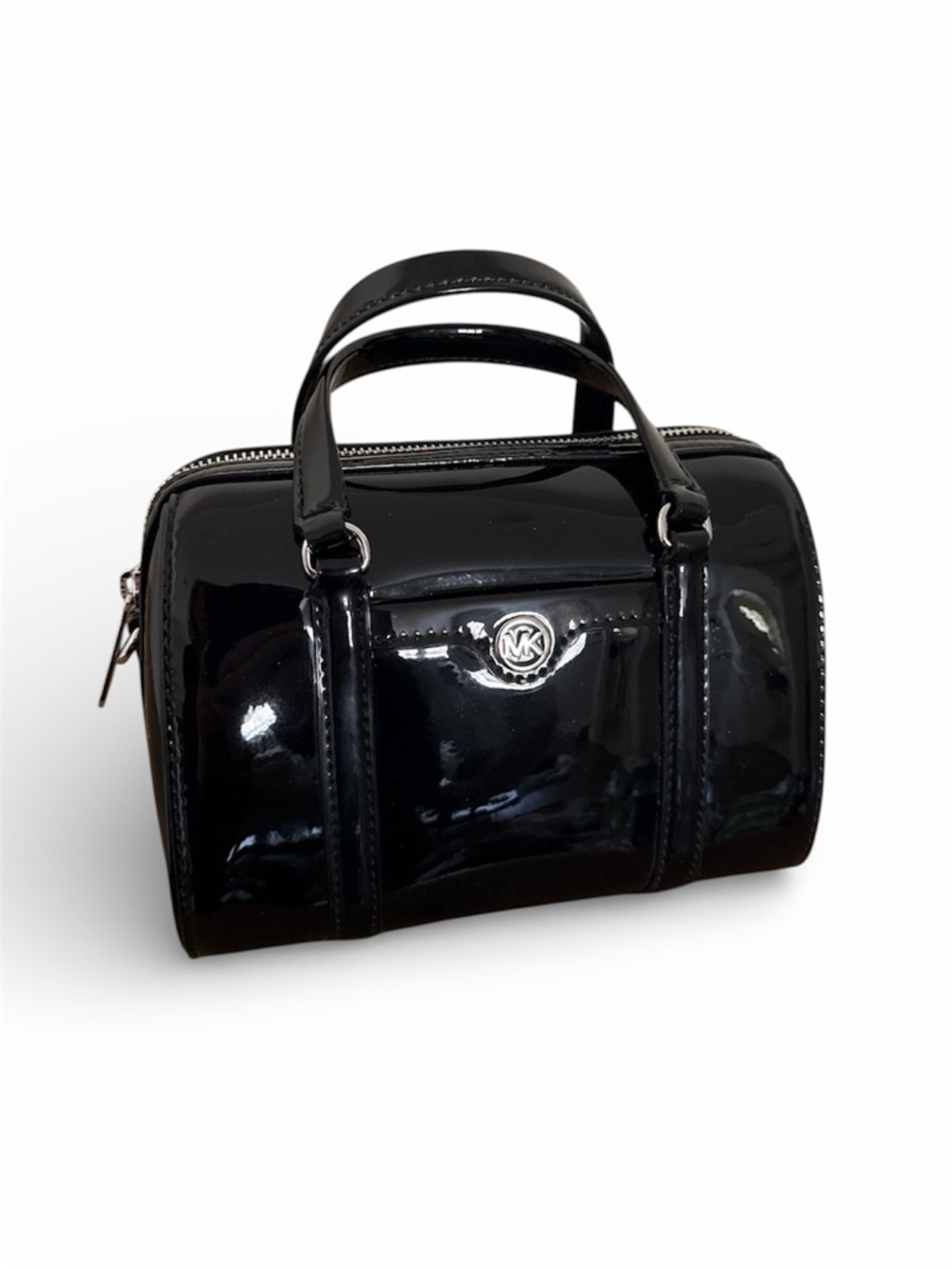 Michael Kors Patent Mini Duffel Crossbody Bag Black NWOT Complete Set with Strap